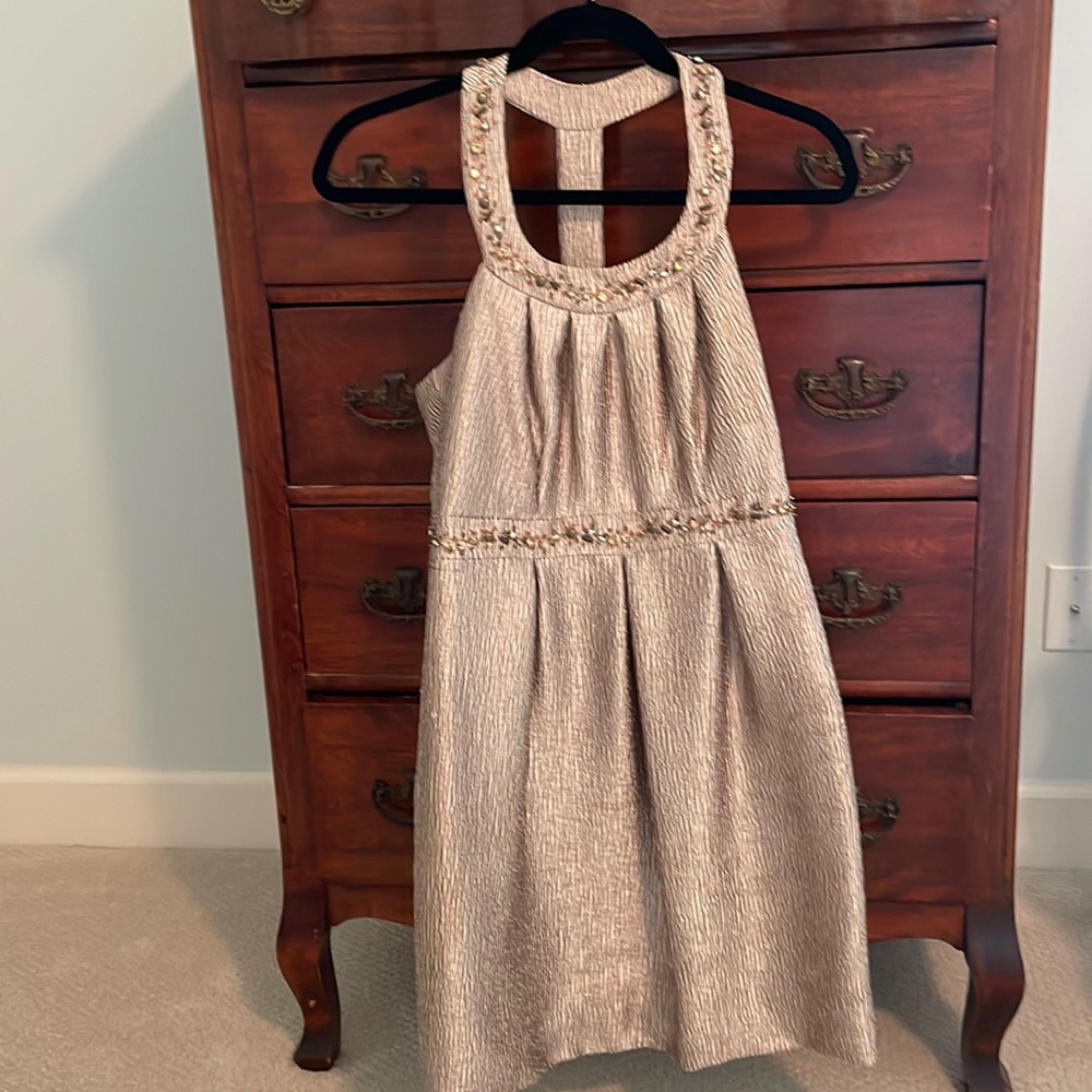 Laundry by Shelli Segal Gold Cocktail dress with jewels size 4